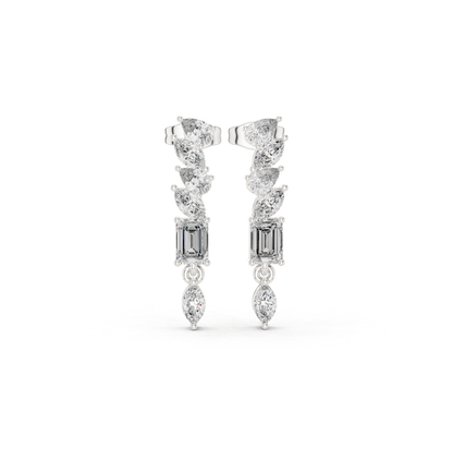 Emerald/MRQ/PRS Cut Diamond Rose Gold 14 K Earring For Wommen |pure carat