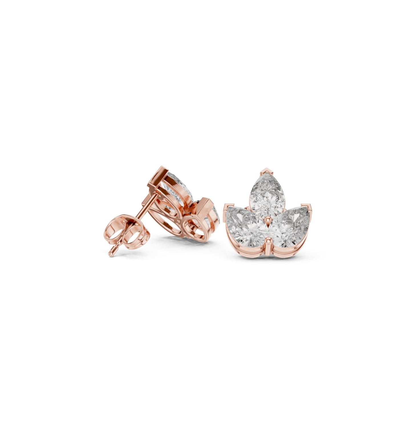 Pear Cut Diamond PInk Gold 14 K Earring For Wommen |pure carat