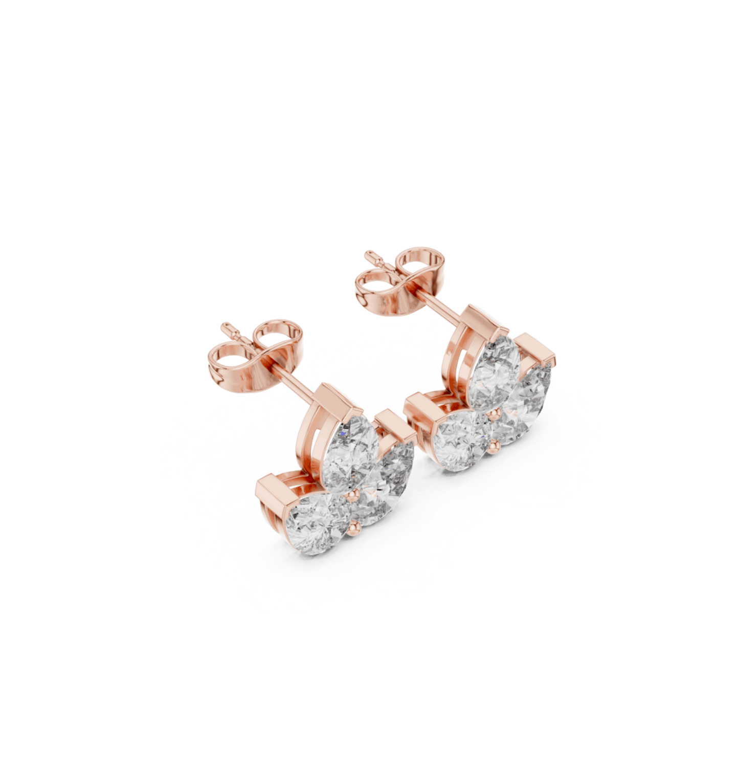 Pear Cut Diamond PInk Gold 14 K Earring For Wommen |pure carat