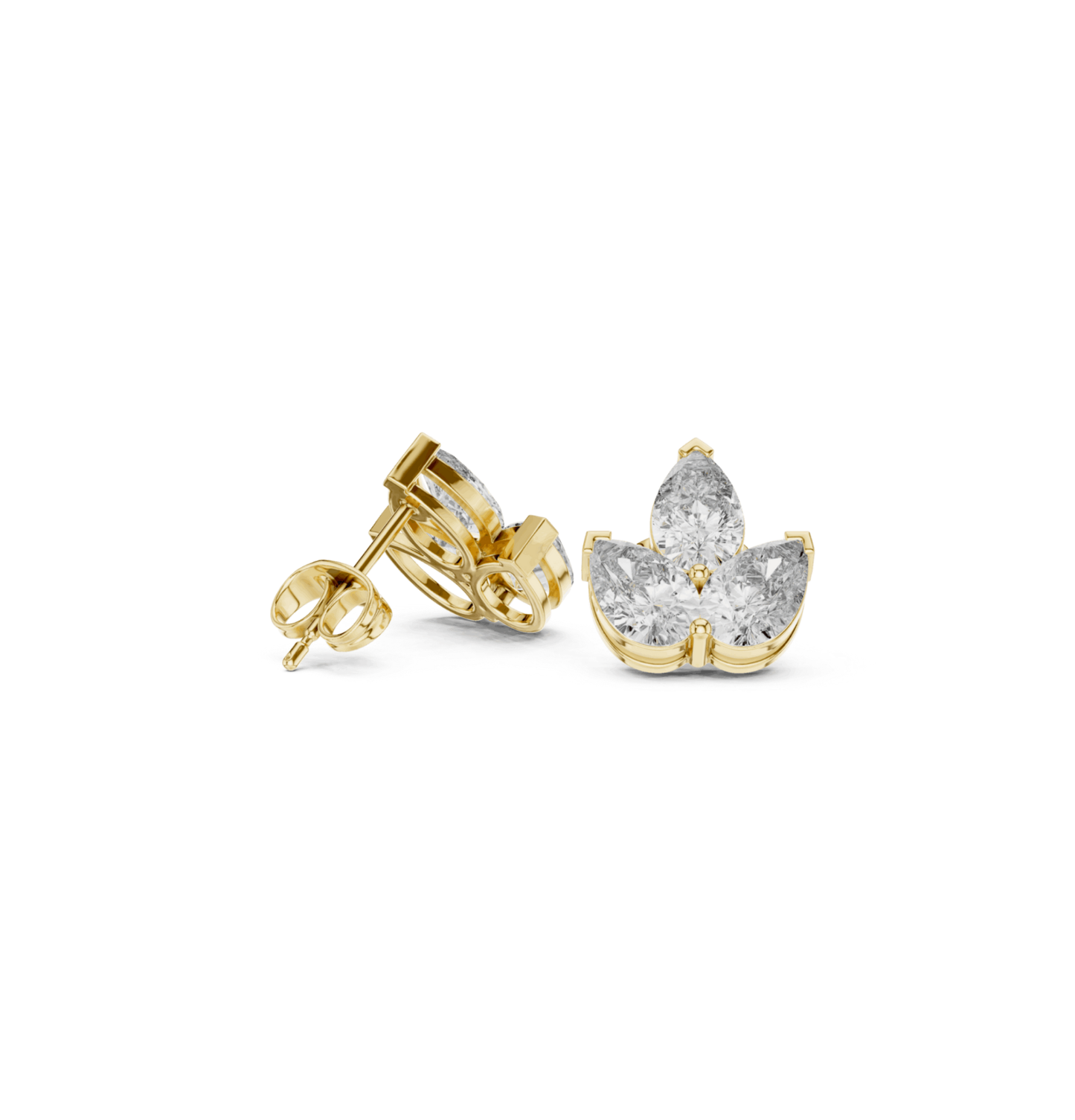 Pear Cut Diamond PInk Gold 14 K Earring For Wommen |pure carat
