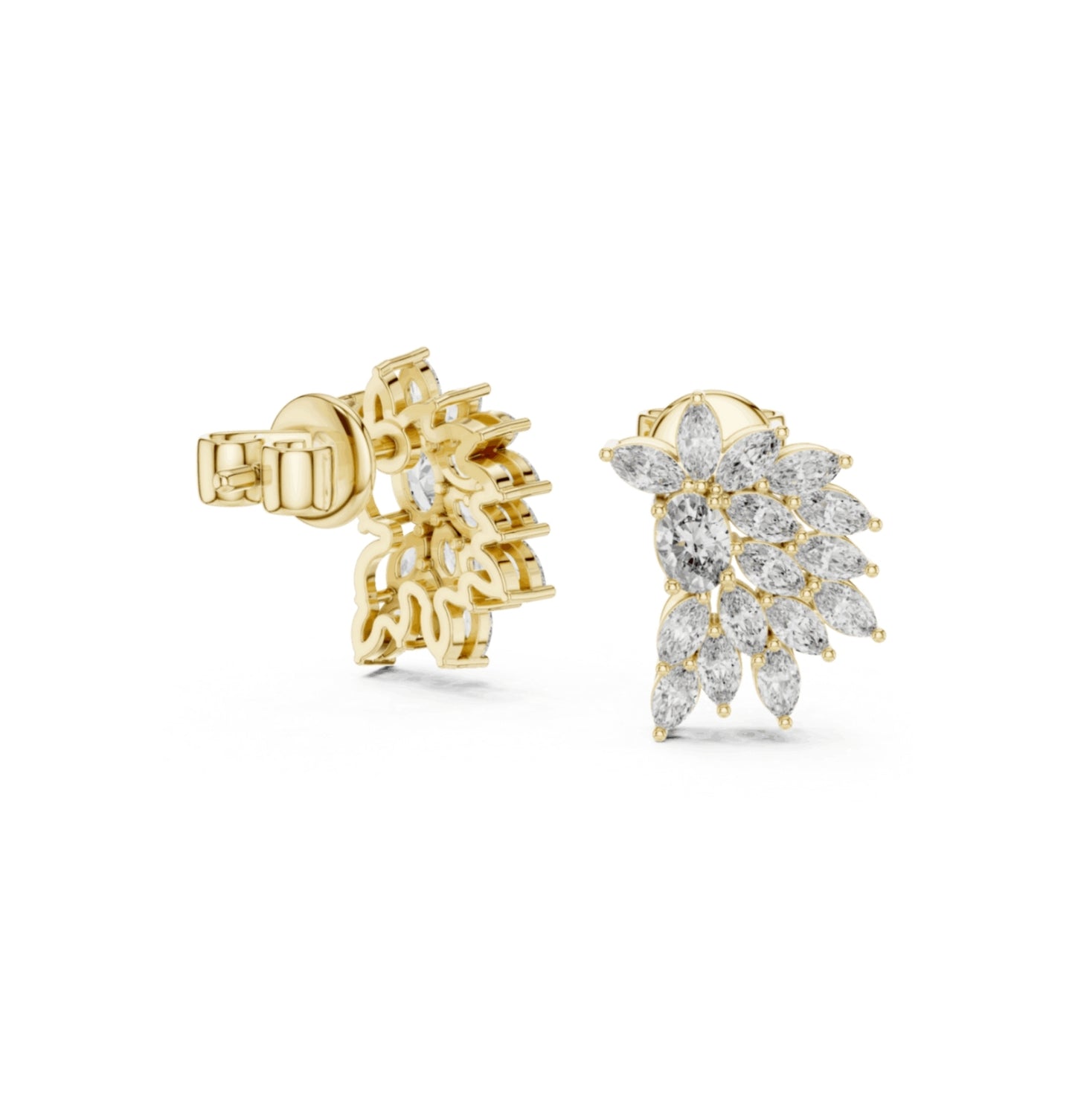 MRQ / Oval Cut Diamond Yellow Gold 14 K Earring For Wommen |pure carat