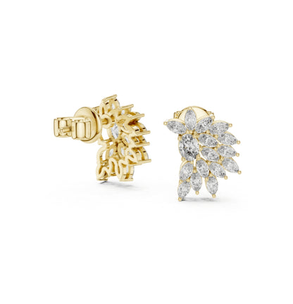 MRQ / Oval Cut Diamond Yellow Gold 14 K Earring For Wommen |pure carat