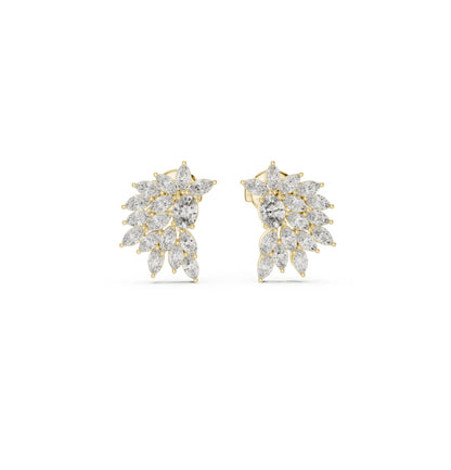 MRQ / Oval Cut Diamond Yellow Gold 14 K Earring For Wommen |pure carat