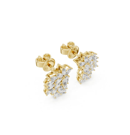 MRQ / Oval Cut Diamond Yellow Gold 14 K Earring For Wommen |pure carat