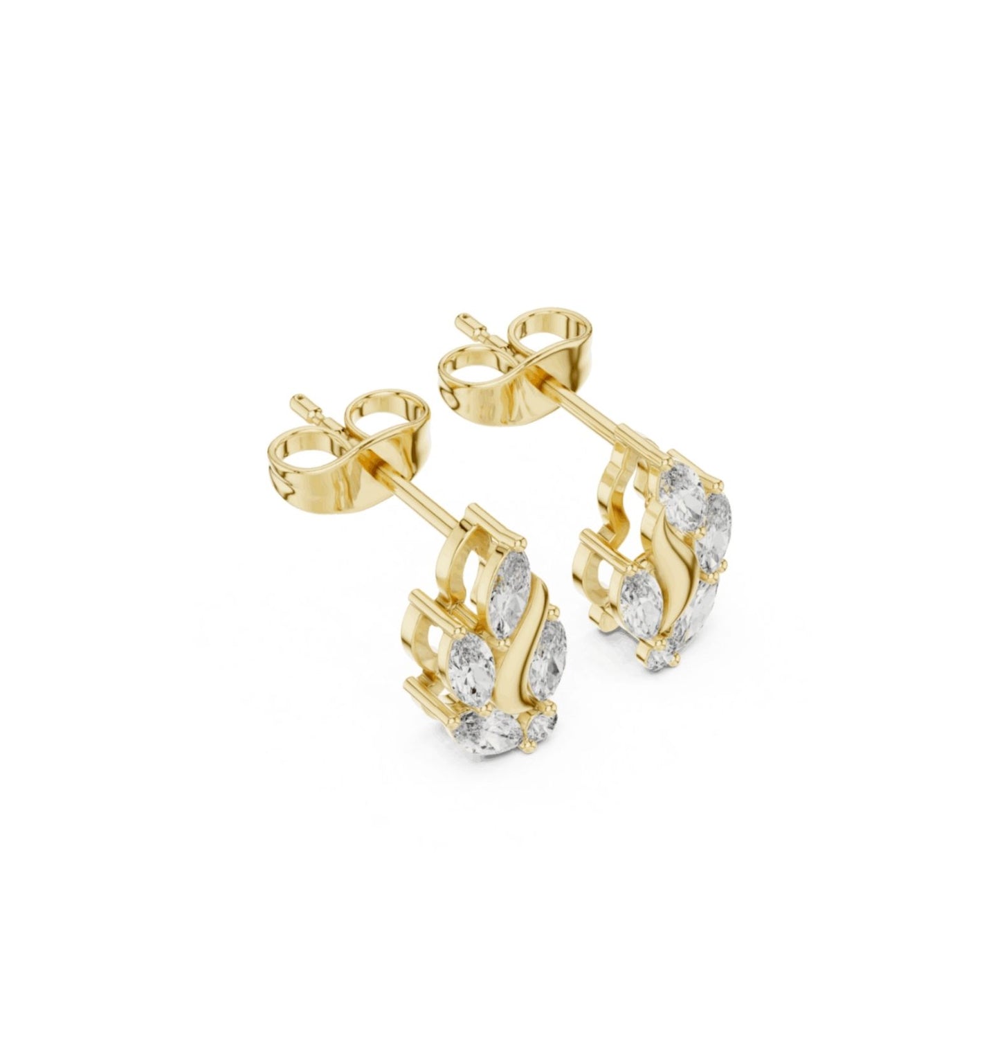 Round / MRQ Cut Diamond Yellow Gold 14 K Earring For Wommen |pure carat