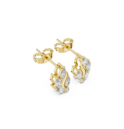 Round / MRQ Cut Diamond Yellow Gold 14 K Earring For Wommen |pure carat