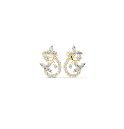 Round /MRQ Cut Diamond Yellow Gold 14 K Earring For Wommen |pure carat