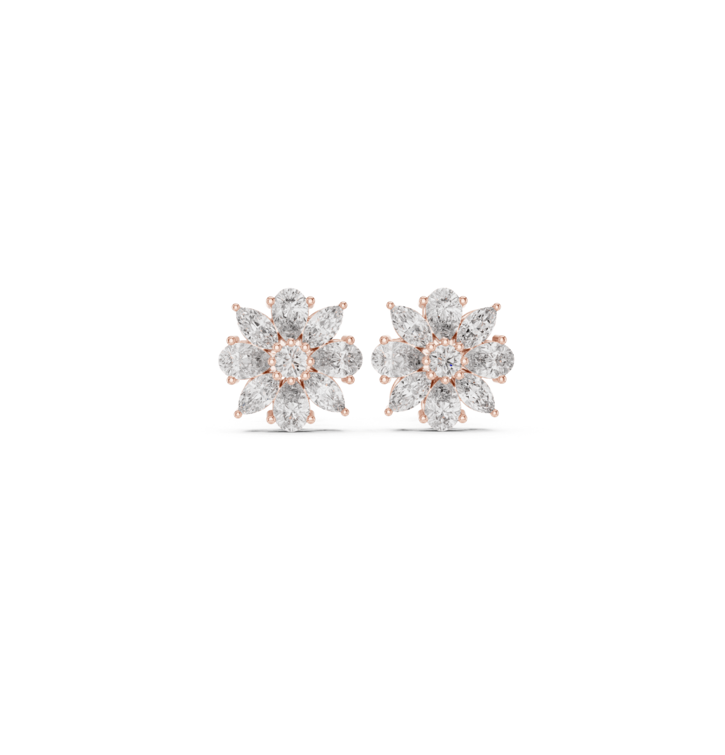 Round / MRQ / PRS Cut Diamond Rose Gold 14 K Earring For Wommen |pure carat