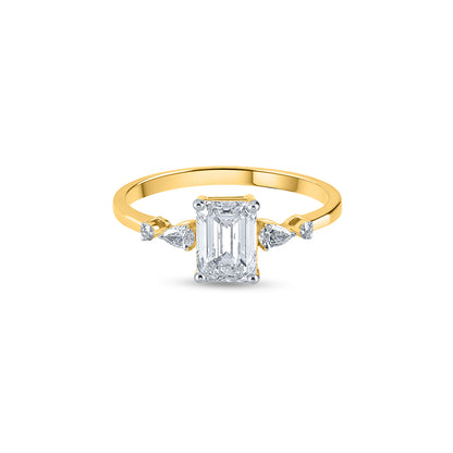 Purecarat Emerald Cut Diamond Engagement Ring - Gold & Pear Sides