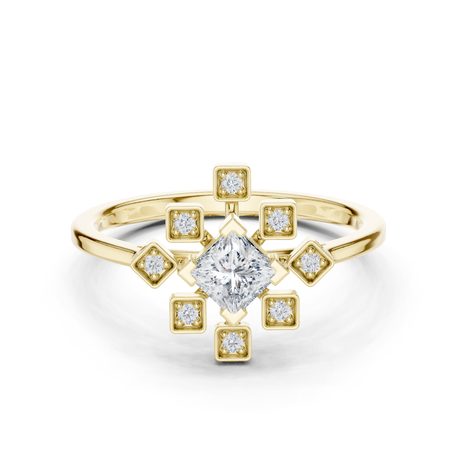 purecarat Yellow Gold Geometric Diamond Ring 