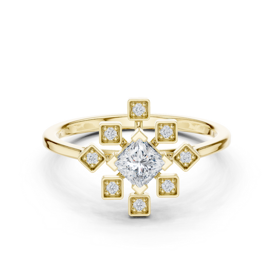 purecarat Yellow Gold Geometric Diamond Ring 