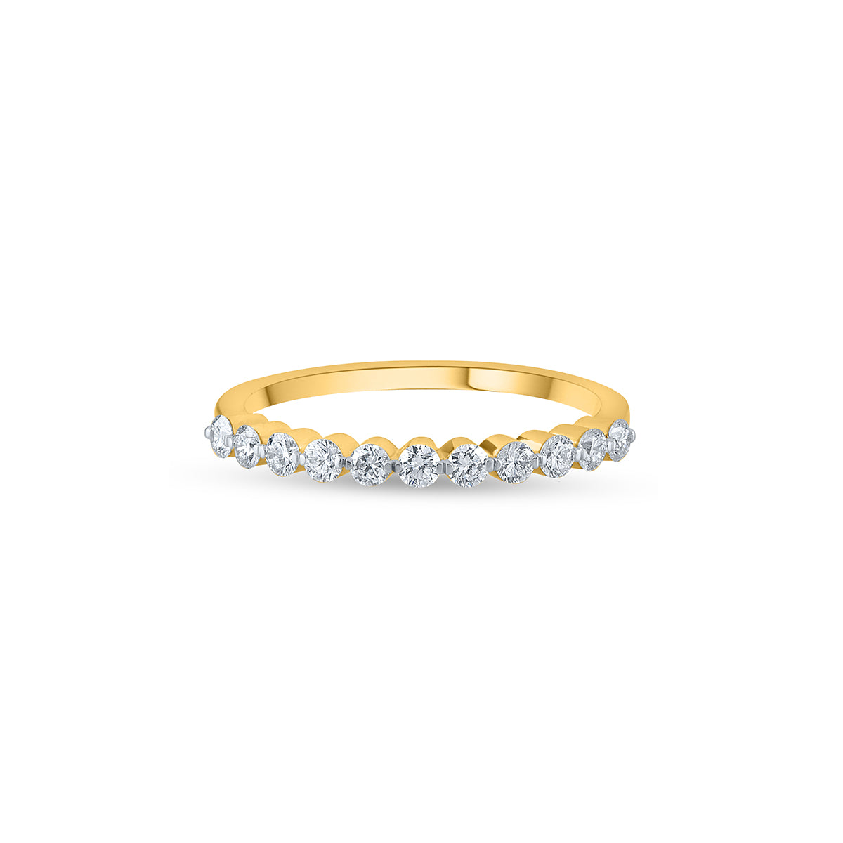  Purecarat Gold Shared Prong Diamond Band Ring | Half Eternity Diamond Rin