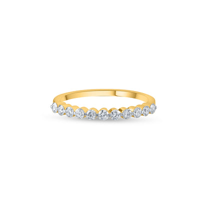  Purecarat Gold Shared Prong Diamond Band Ring | Half Eternity Diamond Rin