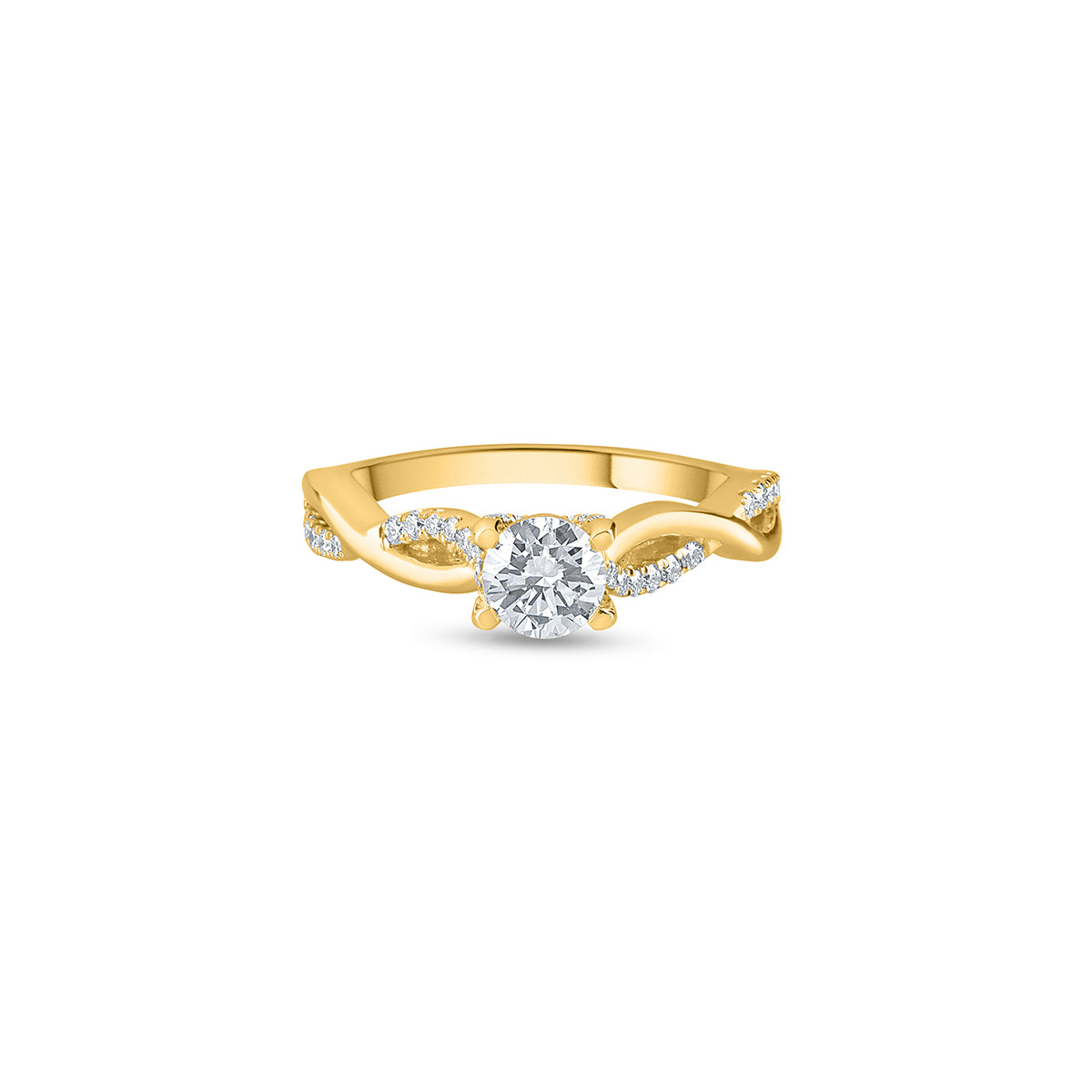 "Purecarat yellow gold infinity engagement ring. 14k Yellow Gold Twisted Vine Wedding Brilliant Round Cut CZ Engagement Ring by Purecarat."