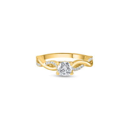 "Purecarat yellow gold infinity engagement ring. 14k Yellow Gold Twisted Vine Wedding Brilliant Round Cut CZ Engagement Ring by Purecarat."