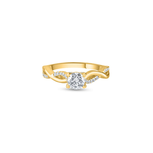 "Purecarat yellow gold infinity engagement ring. 14k Yellow Gold Twisted Vine Wedding Brilliant Round Cut CZ Engagement Ring by Purecarat."