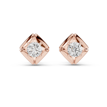 Rose Gold Solitaire Diamond Stud Earrings
