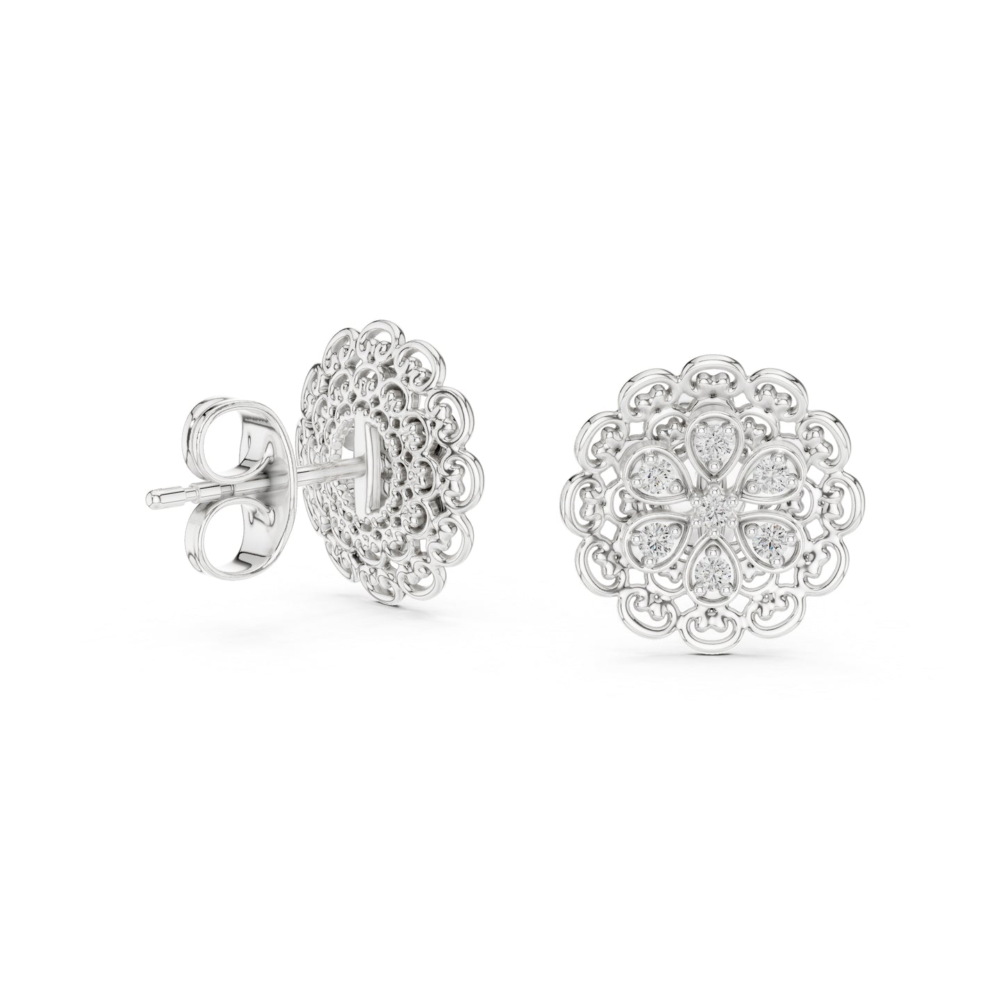 18K White Gold Round Lab-Grown Diamond Drop Earrings for Women | Office Wear | Pure Carat