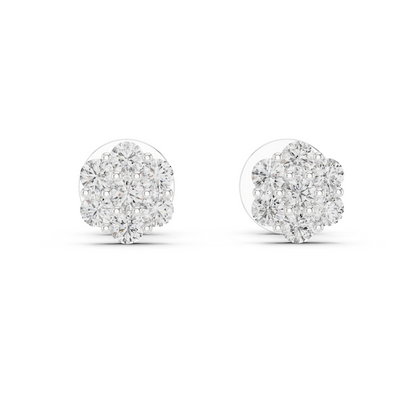 Floral Diamond Cluster Stud Earrings in 14K Rose Gold
