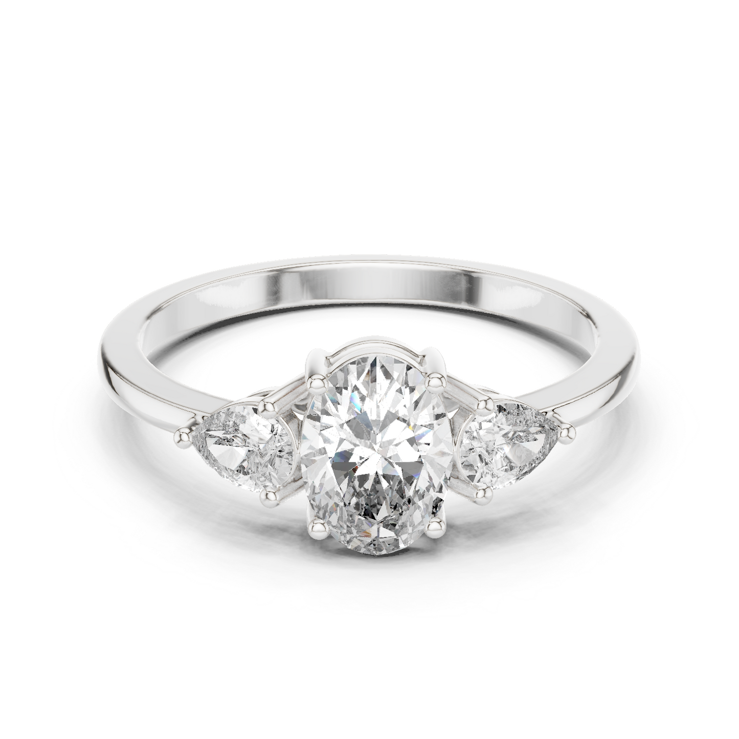 Oval Cut Diamond Three Stone Engagement Ring.