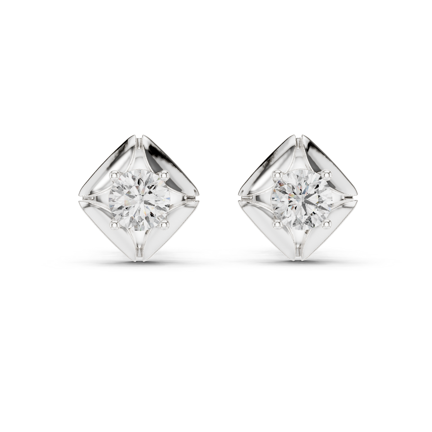 Rose Gold Solitaire Diamond Stud Earrings