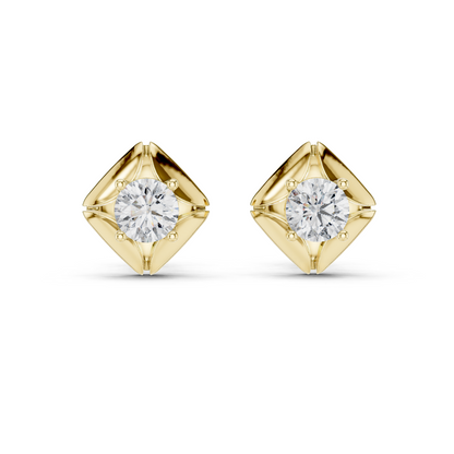 Rose Gold Solitaire Diamond Stud Earrings
