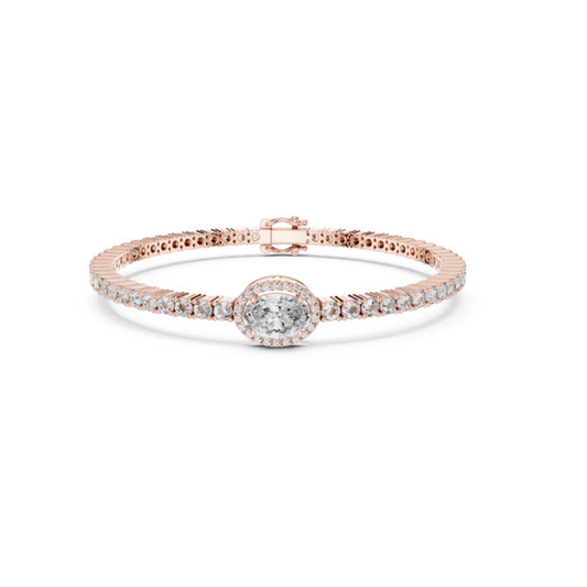 14K Rose Gold Bracelet with Round Lab-Grown Diamonds for Women - Pure Carat