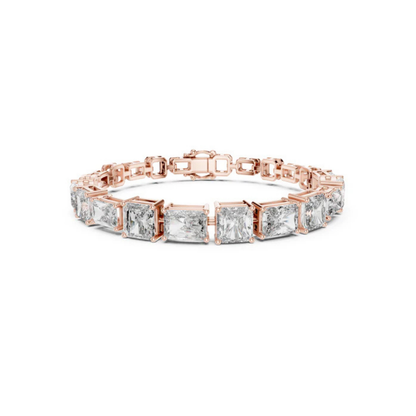 Pure Carat 14K Rose Gold Lab-Grown Radiant / Emerald Diamond Bracelet for Women