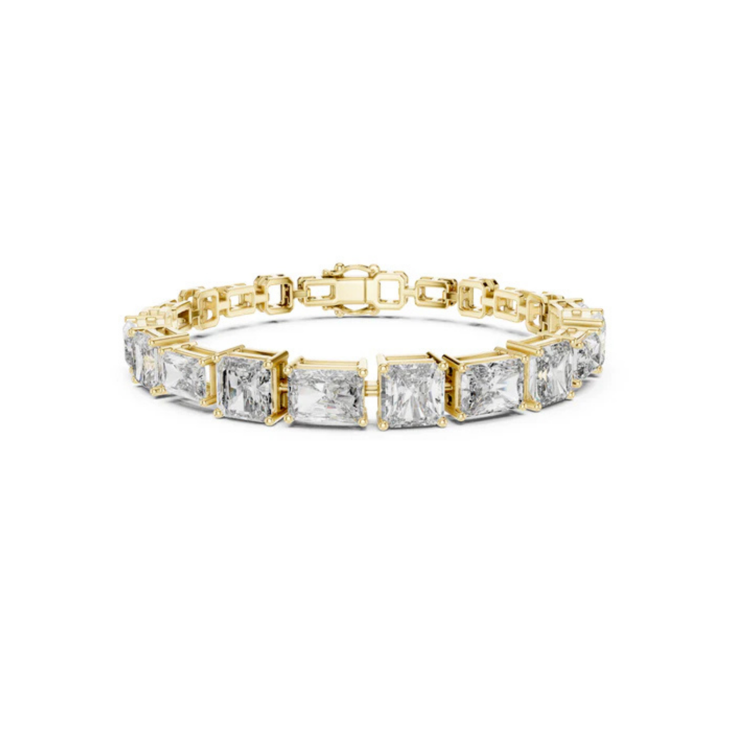 Pure Carat 14K Rose Gold Lab-Grown Radiant / Emerald Diamond Bracelet for Women