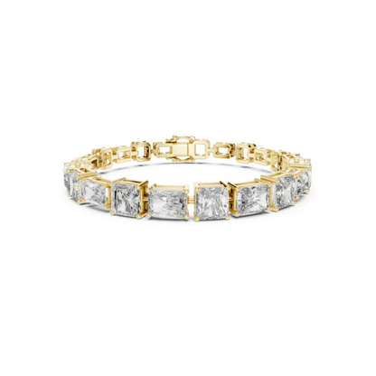 Pure Carat 14K Rose Gold Lab-Grown Radiant / Emerald Diamond Bracelet for Women