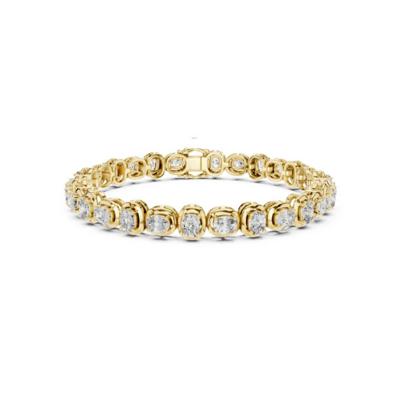 14K Yellow Gold Cushion Lab-Grown Diamond Bracelet for Women - Office Wear - Pure Carat