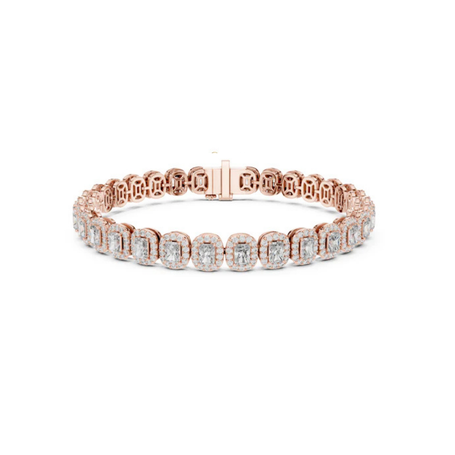 Pure Carat 18K Rose Gold Party Wear Bracelet with Radiant & Round Lab-Grown Diamonds