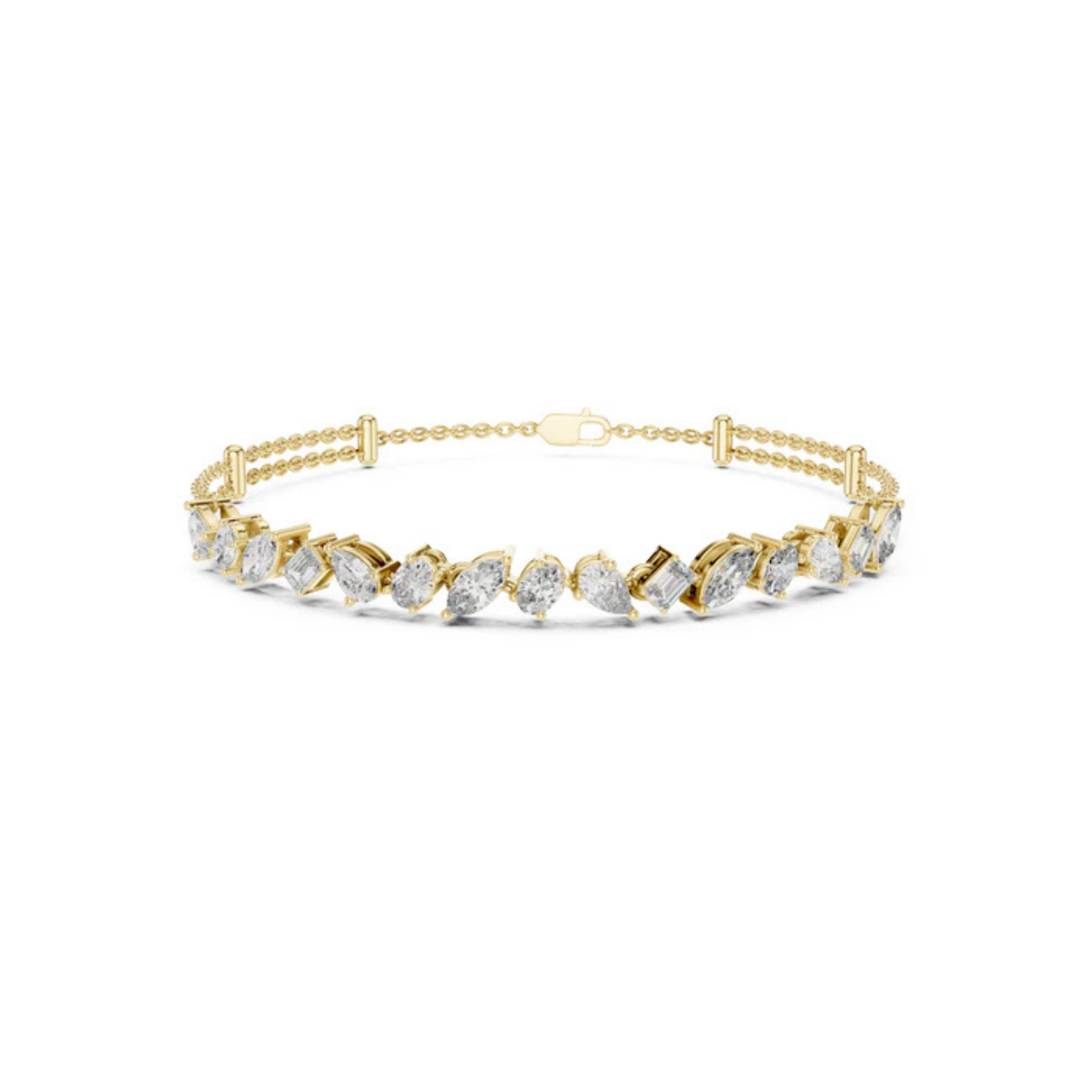 14K Yellow Gold Emerald, Marquise & Oval Lab-Grown Diamond Bracelet for Women – Pure Carat