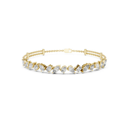 14K Yellow Gold Emerald, Marquise & Oval Lab-Grown Diamond Bracelet for Women – Pure Carat
