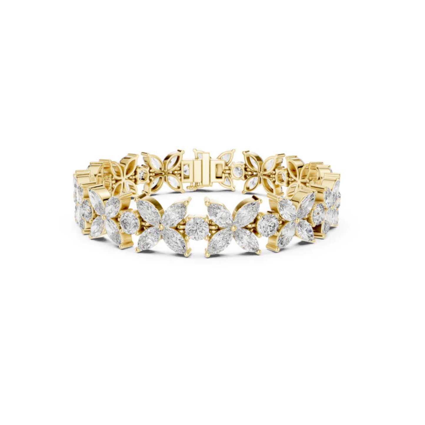 Marquise & Round Lab-Grown Diamond Bracelet in 18K White Gold for Women – Pure Carat