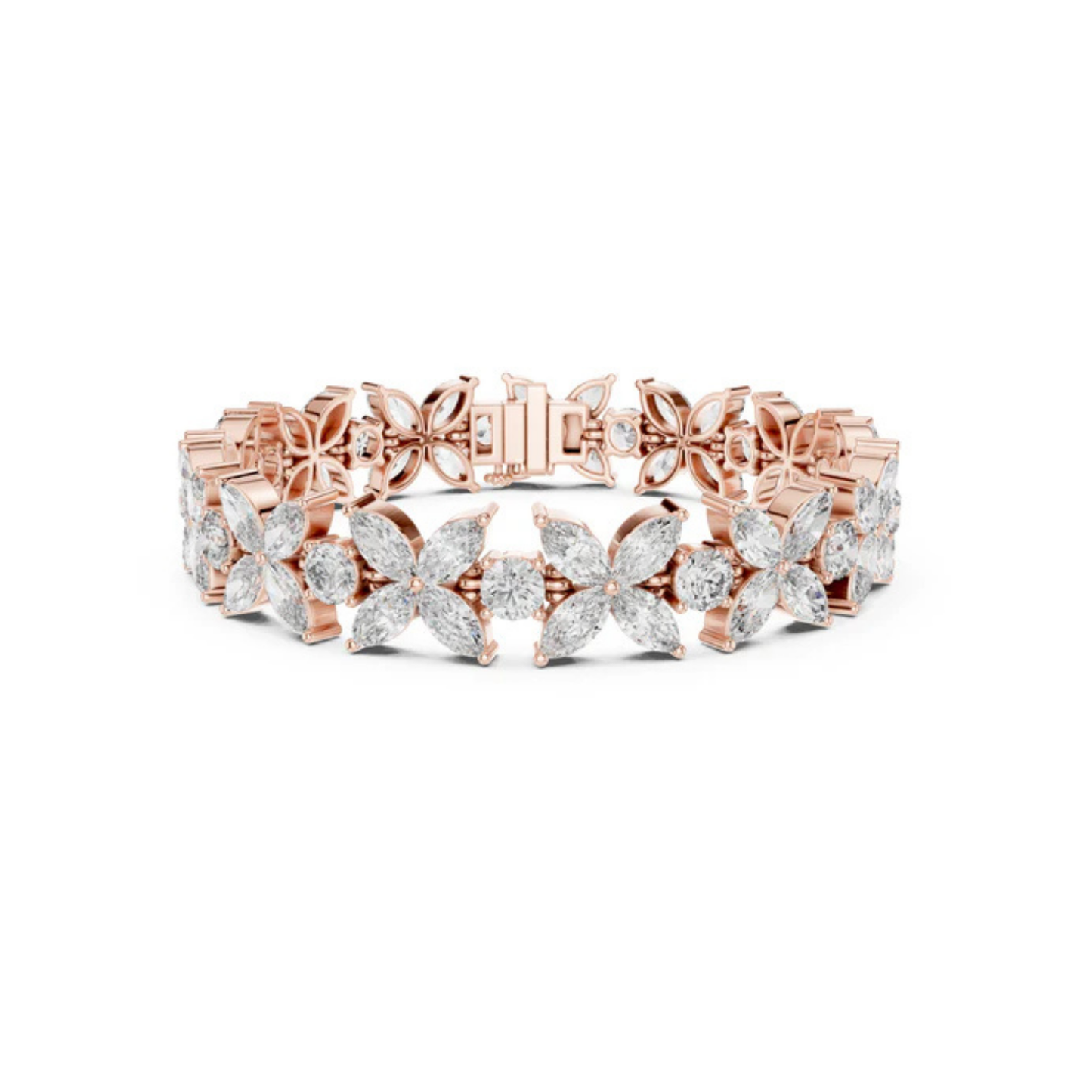Marquise & Round Lab-Grown Diamond Bracelet in 18K White Gold for Women – Pure Carat