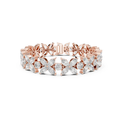 Marquise & Round Lab-Grown Diamond Bracelet in 18K White Gold for Women – Pure Carat