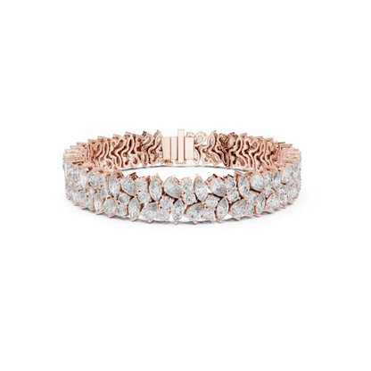 14k Rose Gold Pear Marquise Round Lab-Grown Diamond Bridal Bracelet | Pure Carat