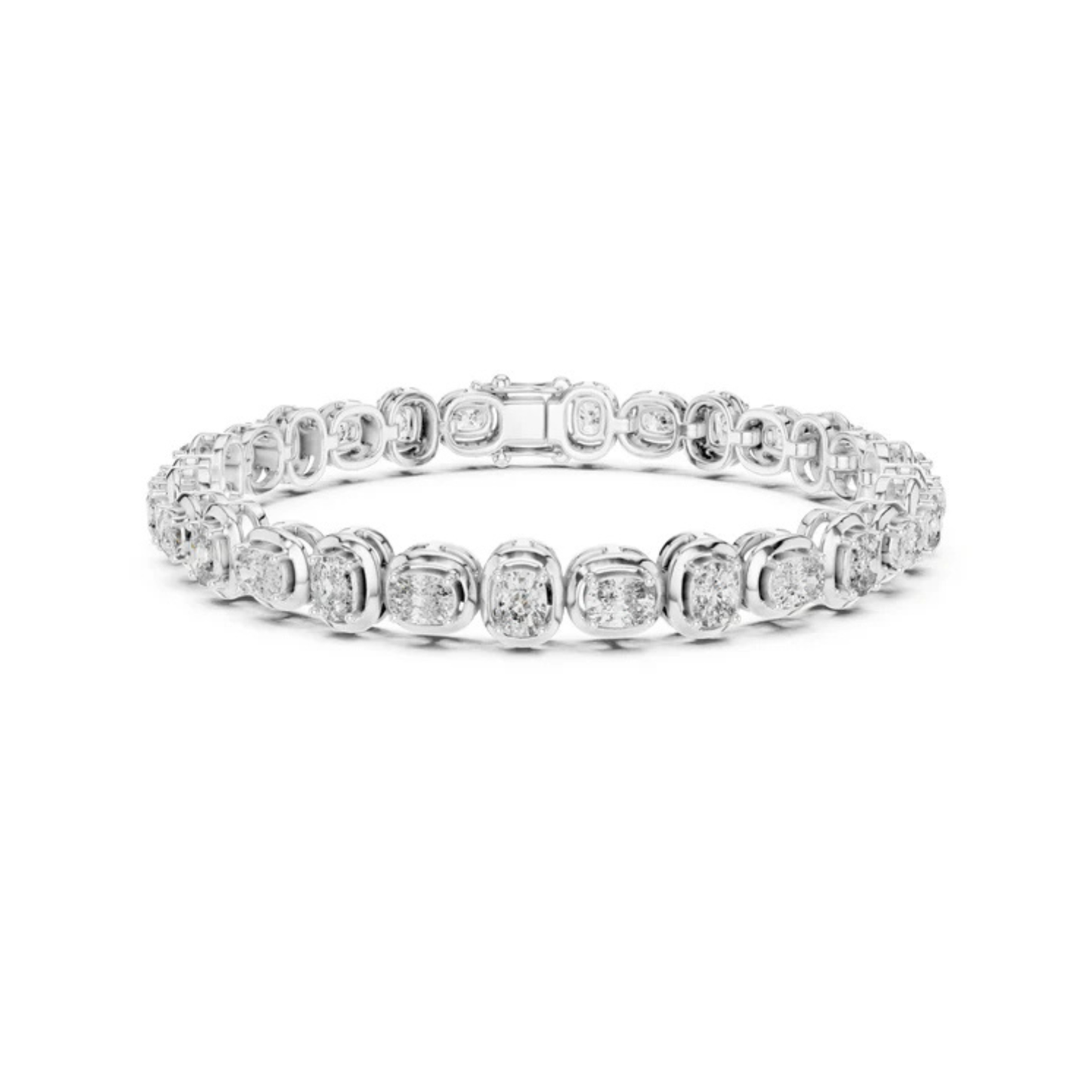 14k White Gold Cushion Lab-Grown Diamond Bridal Bracelet for Women | Pure Carat