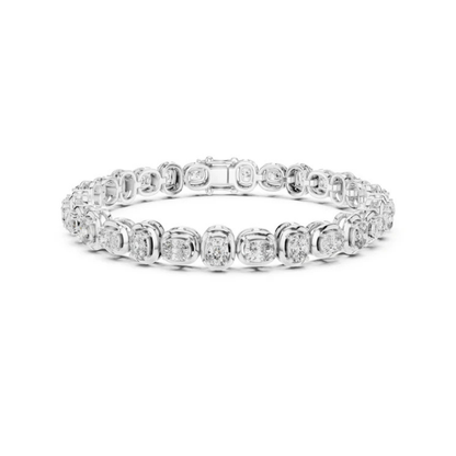 14k White Gold Cushion Lab-Grown Diamond Bridal Bracelet for Women | Pure Carat