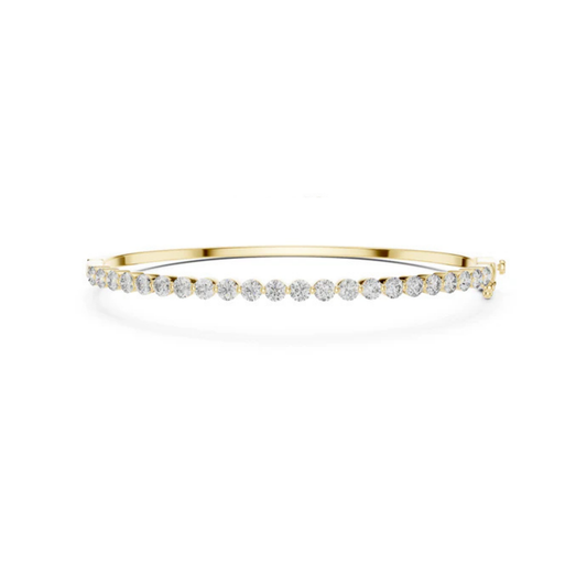 Pure Carat 18K Yellow Gold Round Cut Lab-Grown Diamond Bracelet – Women’s Party Wear