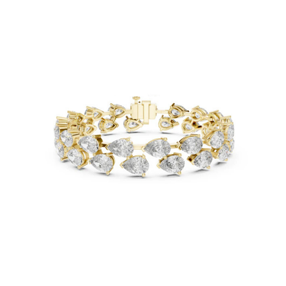 Women’s Wedding Pear Cut Lab-Grown Diamond Bracelet in 18K Yellow Gold – Pure Carat