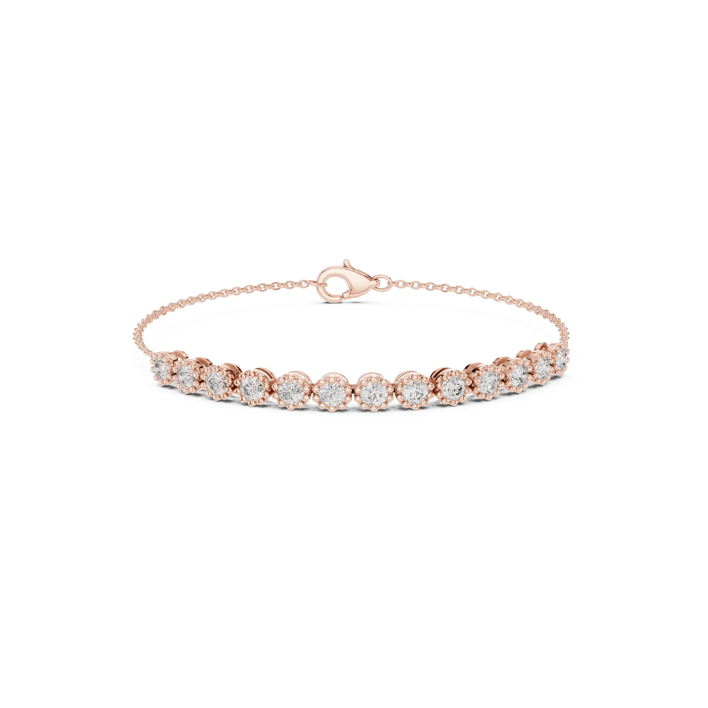 14k Rose Gold Round Lab-Grown Diamond Engagement Bracelet for Women | Pure Carat
