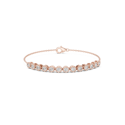 14k Rose Gold Round Lab-Grown Diamond Engagement Bracelet for Women | Pure Carat