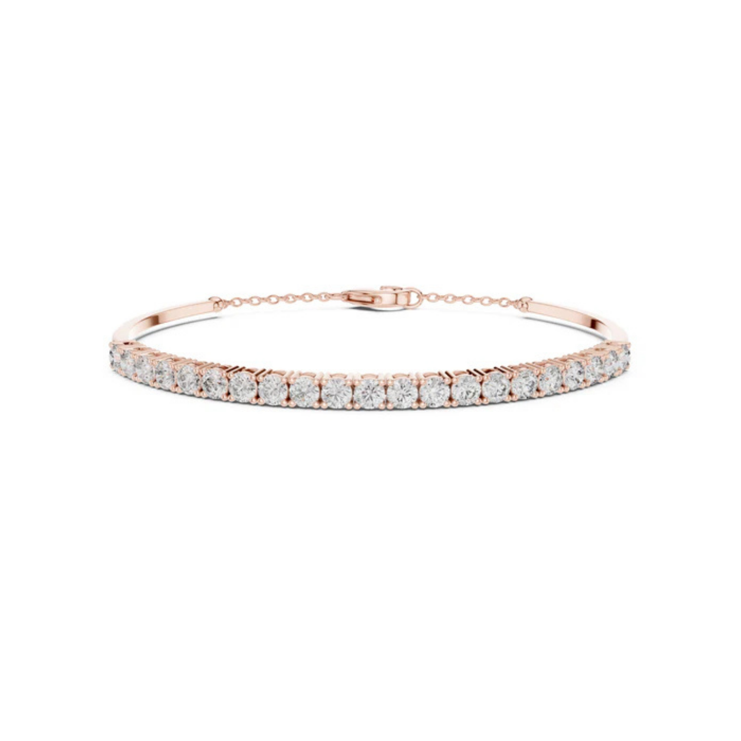 14k Rose Gold Round Lab-Grown Diamond Everyday Wear Bracelet for Women | Pure Carat