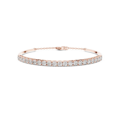 14k Rose Gold Round Lab-Grown Diamond Everyday Wear Bracelet for Women | Pure Carat