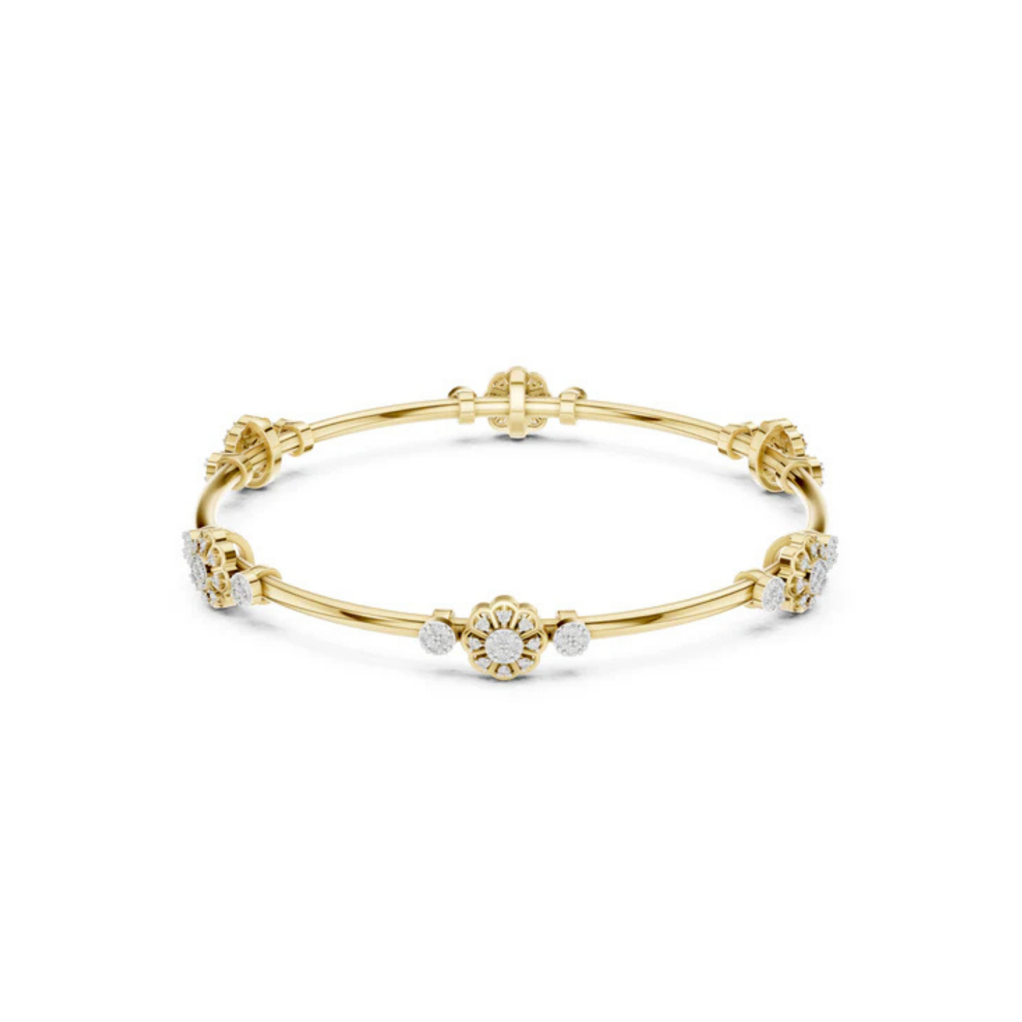 18K Yellow Gold Round Lab-Grown Diamond Bracelet for Women | Everyday Wear | Pure Carat
