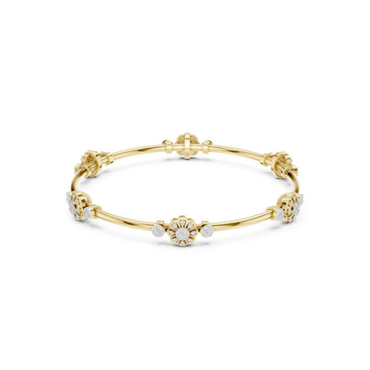 18K Yellow Gold Round Lab-Grown Diamond Bracelet for Women | Everyday Wear | Pure Carat