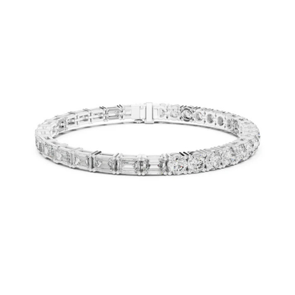 18k Yellow Gold Emerald/Round Lab-Grown Diamond Everyday Wear Bracelet | Pure Carat