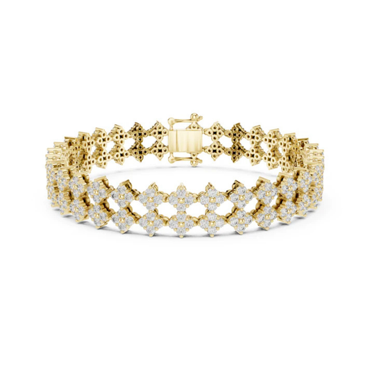 18k Yellow Gold Round Lab-Grown Diamond Wedding Bracelet for Women | Pure Carat